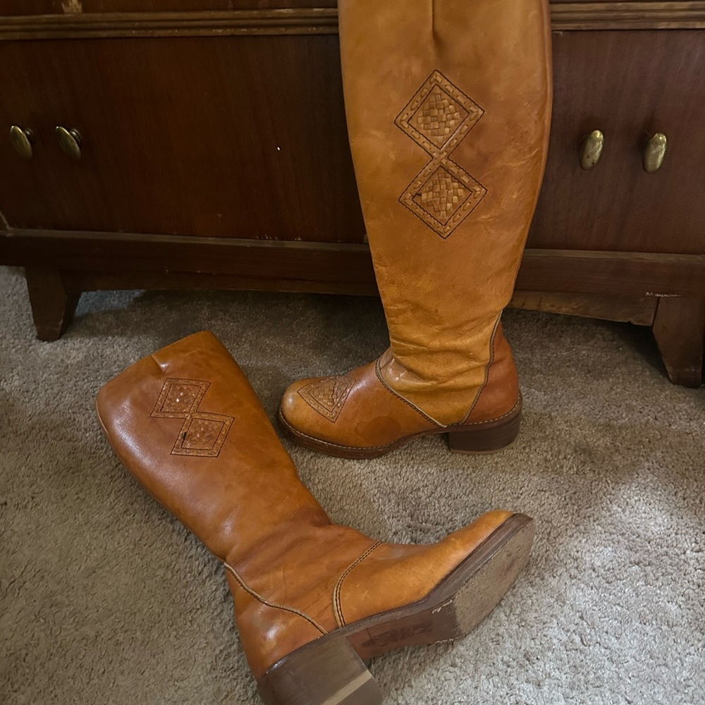 Vintage Zodiac 1970s Leather Campus Boots 8 - Picture 11 of 16